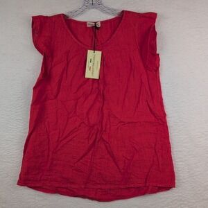 NWT Terzo Millennio Shirt Womens M Sleeveless Linen Italy Made Poppy Beach